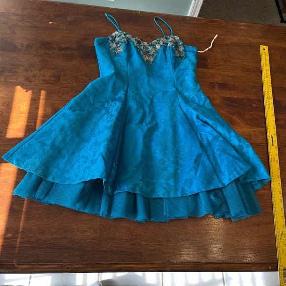 RANDM Nights women’s blue short dress size small 6 vintage 80s sequin shiny - Picture 1 of 13